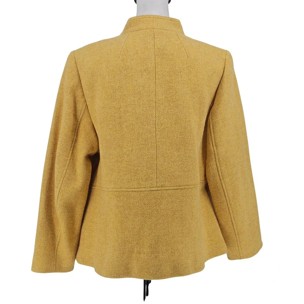 Talbots Wool Blend Jacket 14WP Yellow Band Collar Academia Preppy Classic Office